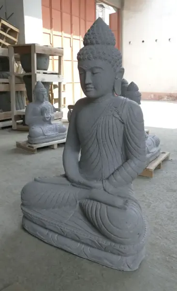 Product image 3 of the product “Seated Buddha made of Riverstone in Dhyana position - gesture of meditation, H.102 cm, natural. ”